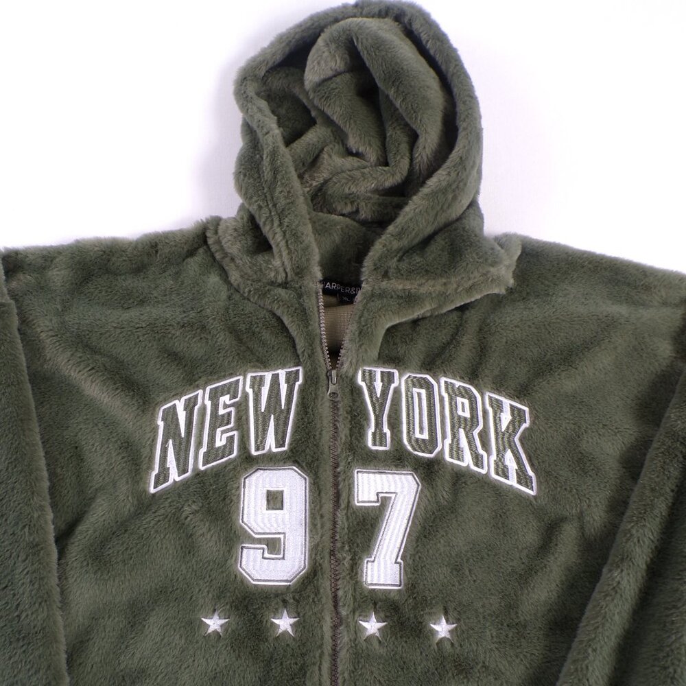 Harper & Ivy Full Zip Faux Fur Hoody | Green New York 97  | Size XL | NWT